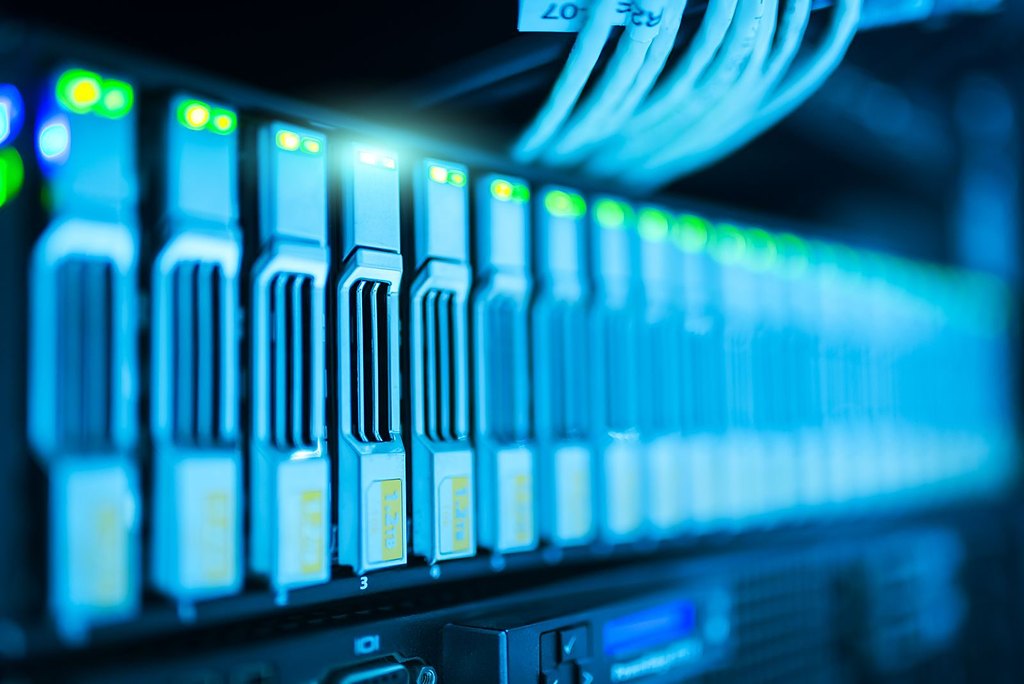 Server racks in a data center row